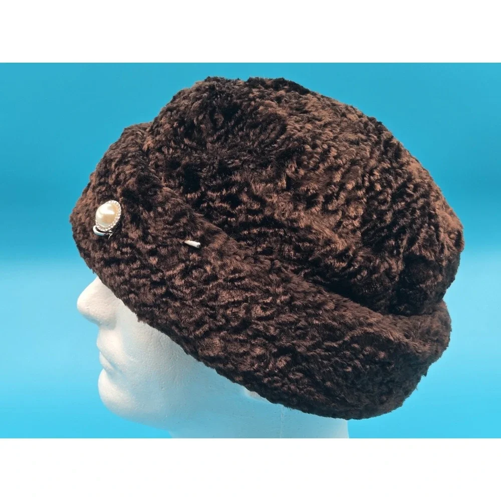Chapeaux‎ Classiques Fur Blend Hat Brown Canada Viscose Rayonne /w Pin Winter